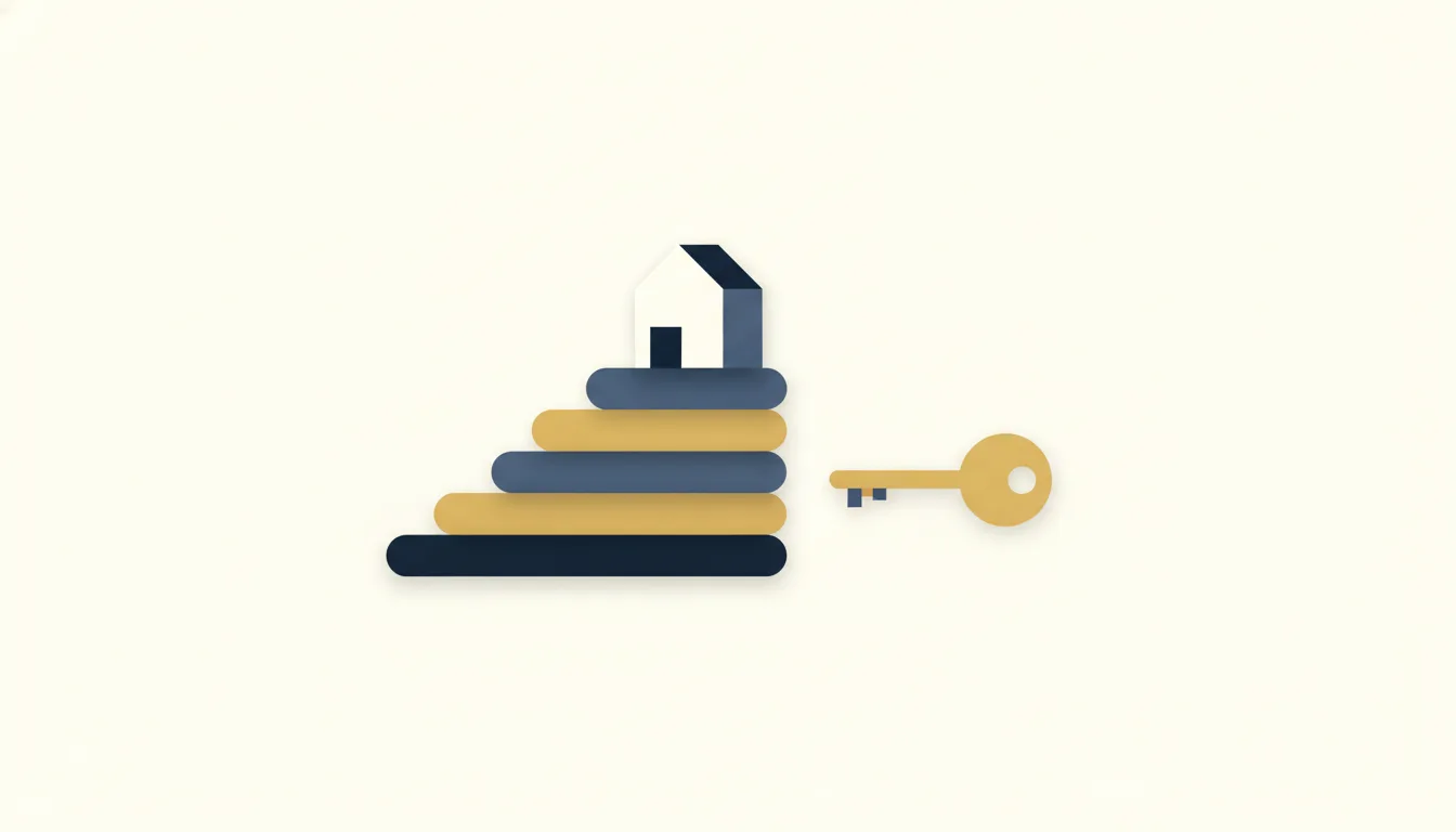 Illustration d'une maison stylisée posée sur une pile d'épargne régulière
